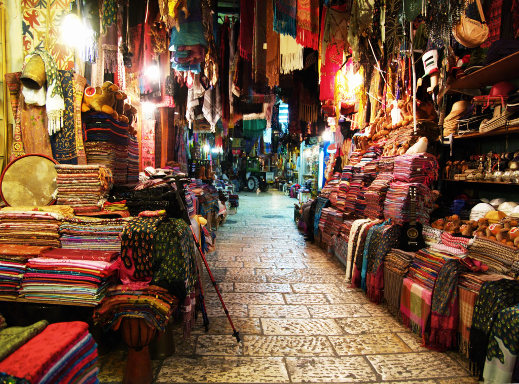 Market in old town district of Jerusalem