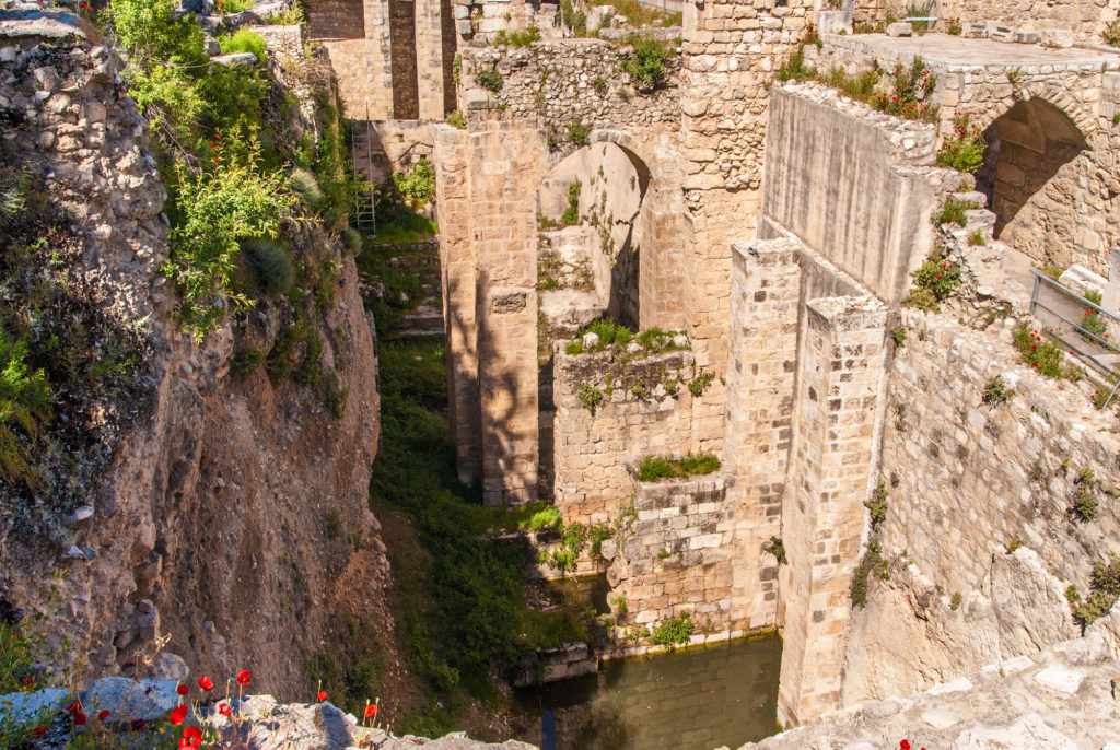 Ancient Pool of Bethesda ruins. Old City of Jerusalem, Israel.